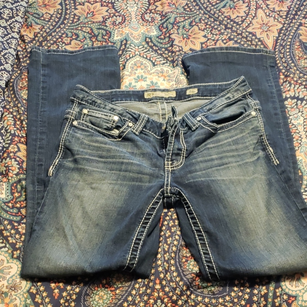 Bke Women’s Boot Cut Jeans In Dark Wash Blue